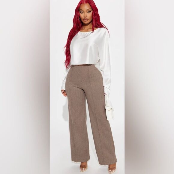 Office Favorite Herringbone Trouser - Brown - Picture 1 of 2